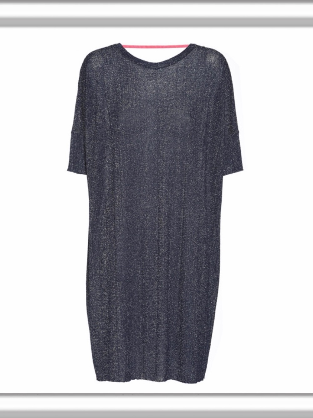DIESEL M-Loose Blue Metallic Knit Shift Dress 3/4 Sleeve Size XS Oversized